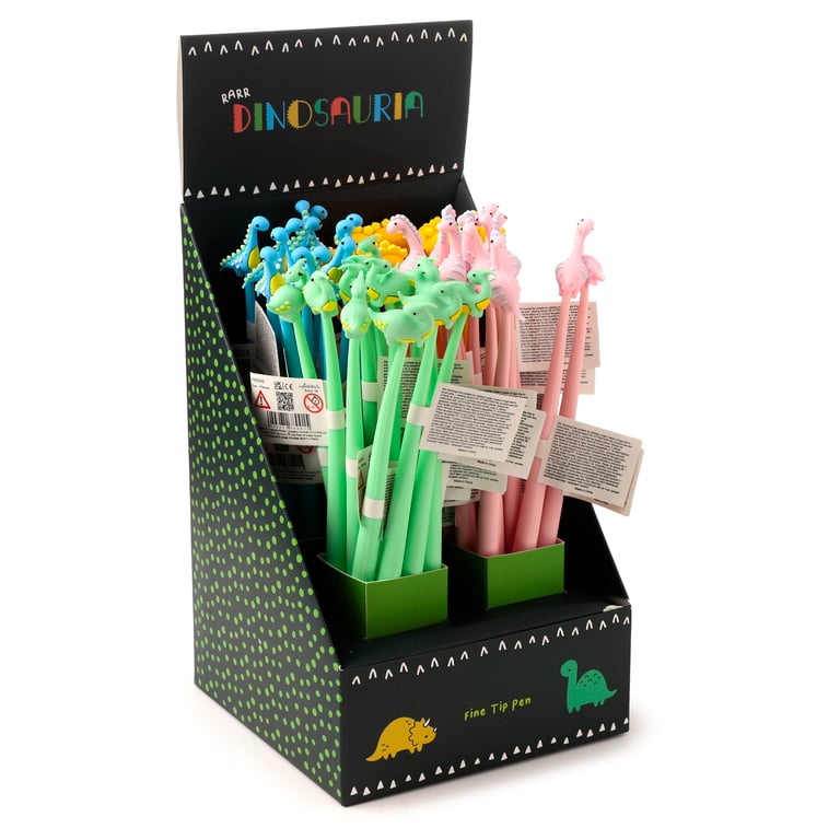 Fine Tip Pen with Dinosaur Topper - CE Marked, PVC Free Writing Instrument