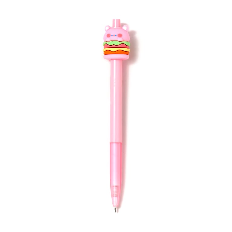 Fine Tip Pen with Topper - Foodiemals Cute Hamburger (ABS/PVC/Silicone)
