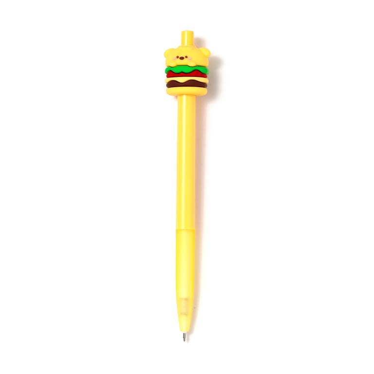 Fine Tip Pen with Topper - Foodiemals Cute Hamburger (ABS/PVC/Silicone)