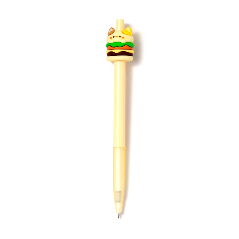 Fine Tip Pen with Topper - Foodiemals Cute Hamburger (ABS/PVC/Silicone)