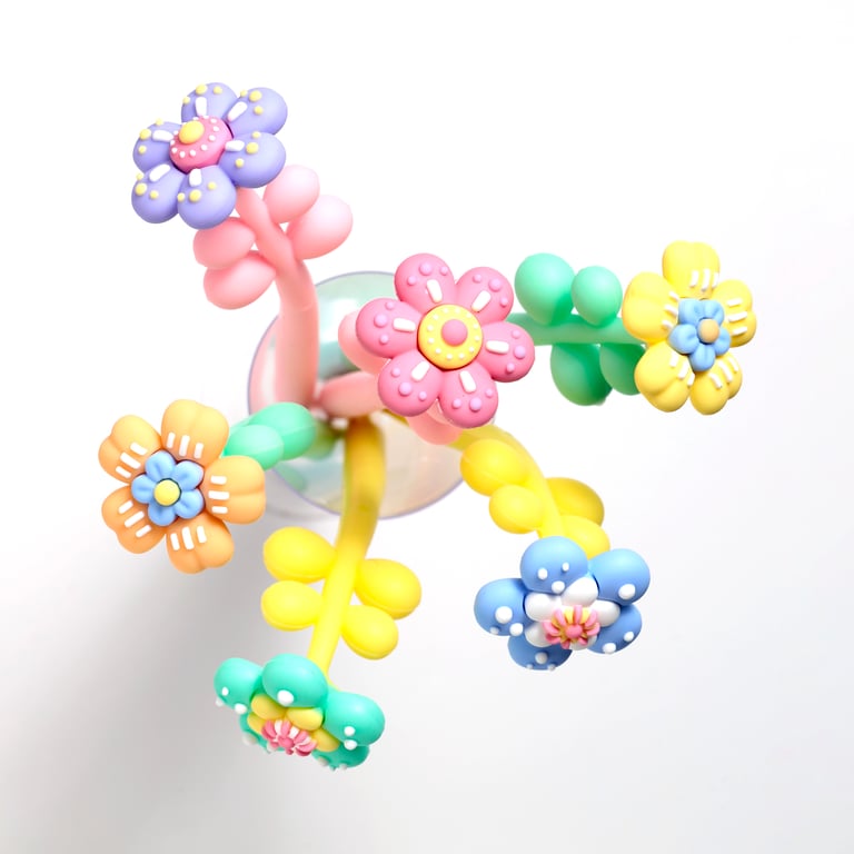Fine Tip Pen with Topper - Wonderful Flower, ABS & PVC Construction, Fine Black Ink, CE/UKCA Marked, EN71 Compliant