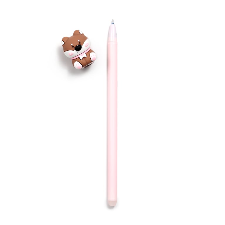 Erasable Shiba Inu Dog Pen with PVC Topper - Blue Ink and Erase Function