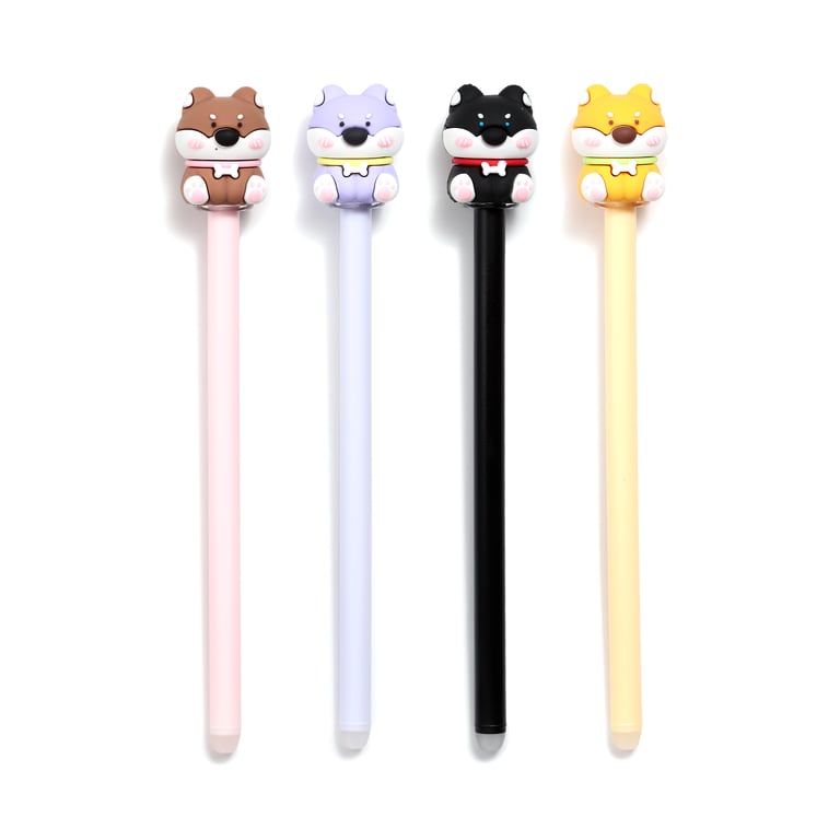Erasable Shiba Inu Dog Pen with PVC Topper - Blue Ink and Erase Function