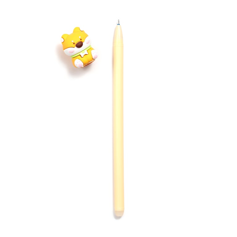 Erasable Shiba Inu Dog Pen with PVC Topper - Blue Ink and Erase Function