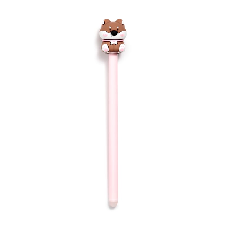 Erasable Shiba Inu Dog Pen with PVC Topper - Blue Ink and Erase Function