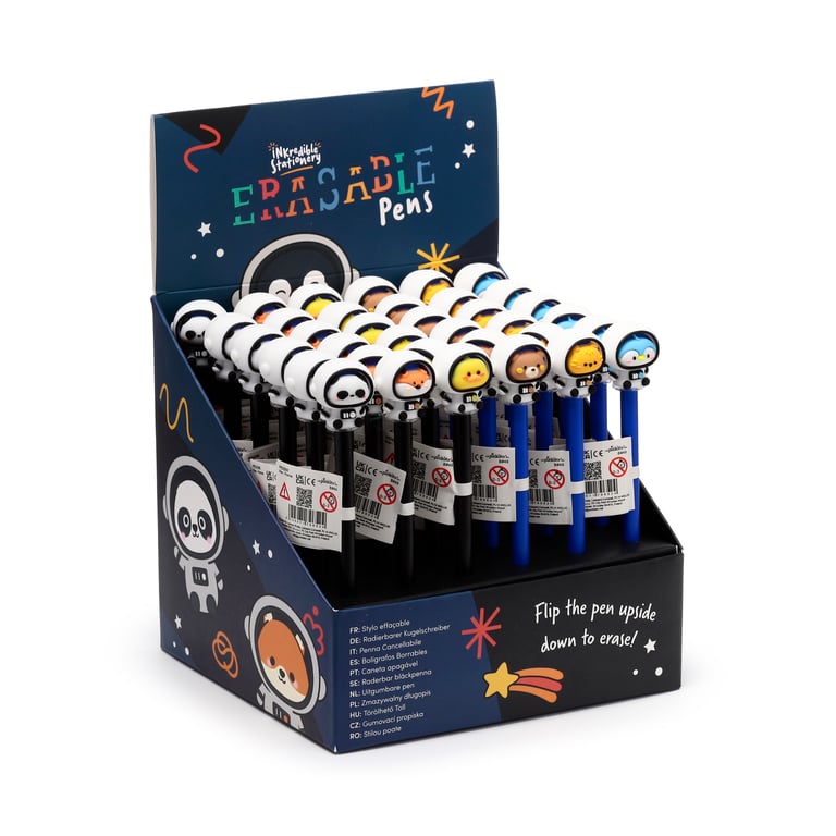 Erasable Pen - Adoramals Space with PVC Erase Topper and Blue Ink