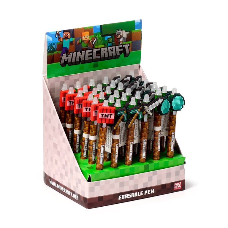 Minecraft Erasable Pen - Click-to-Write Fun with Silicone Topper