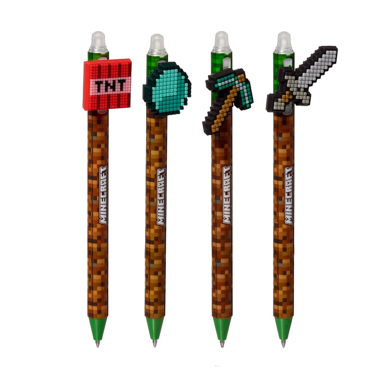 Minecraft Erasable Pen - Click-to-Write Fun with Silicone Topper