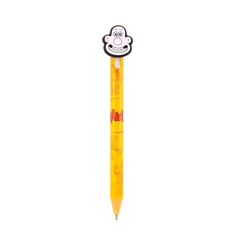 Wallace and Gromit Click-to-Use Erasable Pen with Blue Ink and PVC Topper - CE Marked