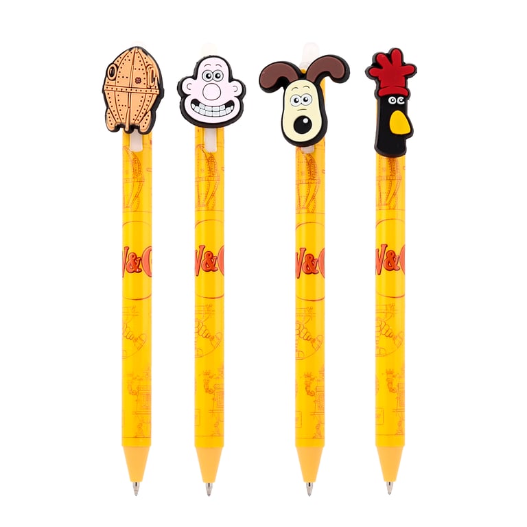 Wallace and Gromit Click-to-Use Erasable Pen with Blue Ink and PVC Topper - CE Marked
