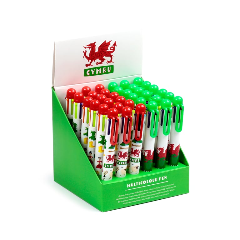 Multi Colour Welsh Dragon Pen - 6 Colours ABS Plastic CE Marked
