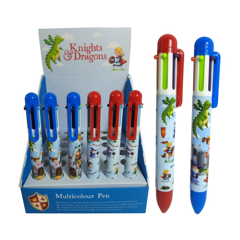 Multi Colour Pen - CE Marked & EN71 Compliant 6 Colour ABS Plastic Writing Instrument