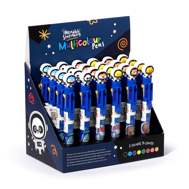 8 Colour Multi-Coloured Plastic Safety Pen for Children - CE/UKCA Marked