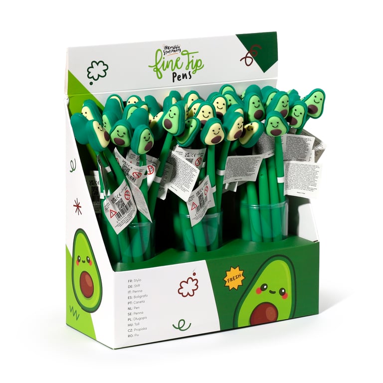 Fine Tip Pen - Foodiemals Avocado Black Ink CE Marked Plastic Pen