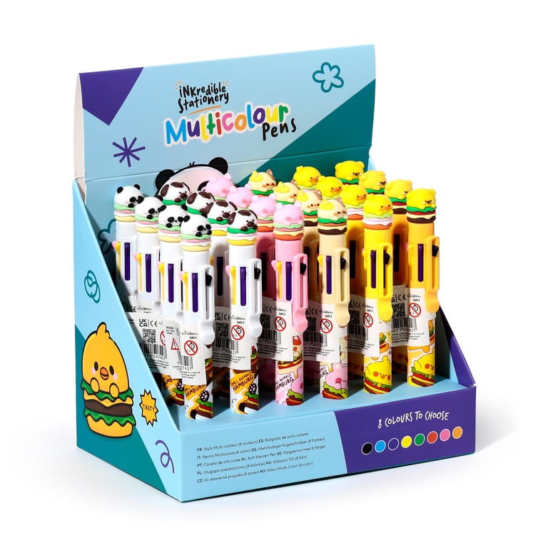 Multi Colour Pen (8 Colours) - CE/UKCA Marked & EN71 Certified Plastic Writing Instrument