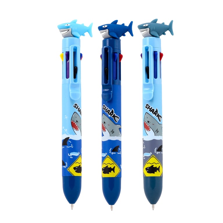 Multi Colour Shark Pen - 8 Colours CE/UKCA Marked & En71 Certified Plastic Writing Instrument