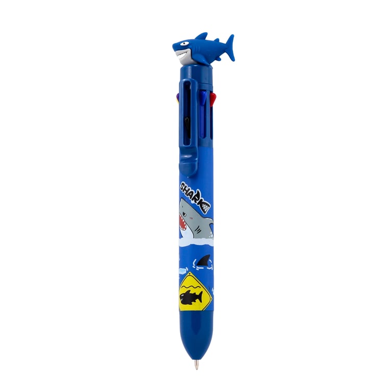 Multi Colour Shark Pen - 8 Colours CE/UKCA Marked & En71 Certified Plastic Writing Instrument