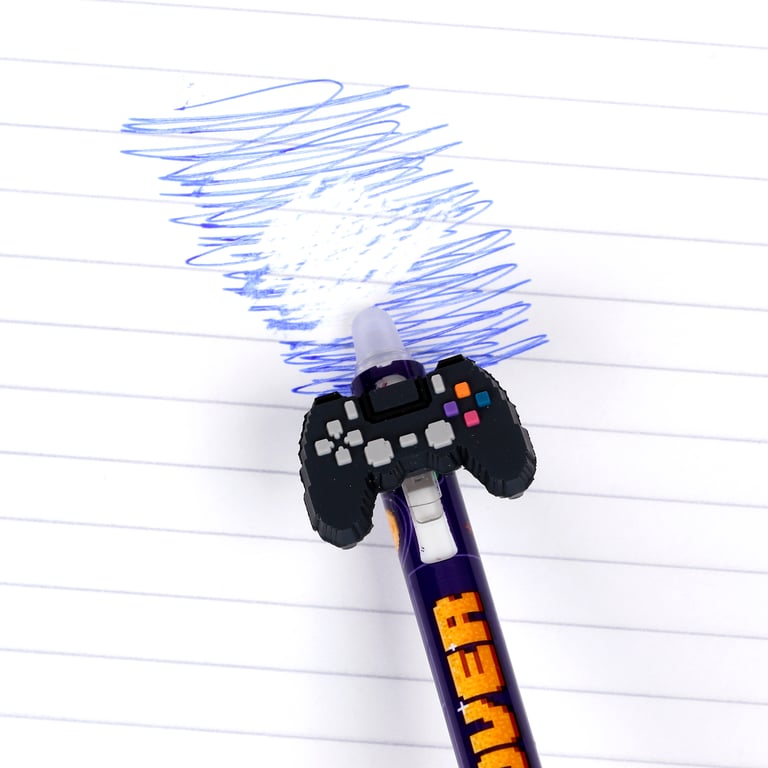 CE Marked Erasable Pen with Click to Erase PVC Topper - Blue Ink