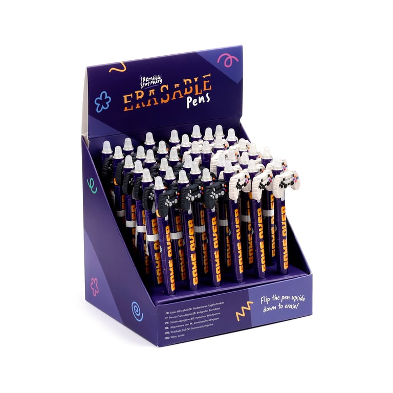 CE Marked Erasable Pen with Click to Erase PVC Topper - Blue Ink