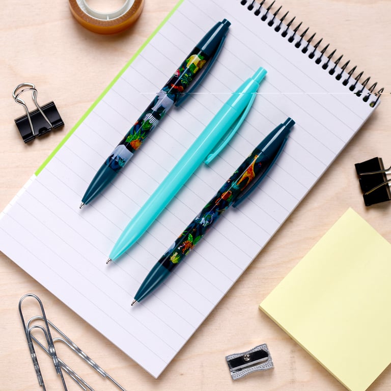 Recycled ABS 3 Piece Pen Set - Animal Kingdom Eco Friendly Pens with Black Ink