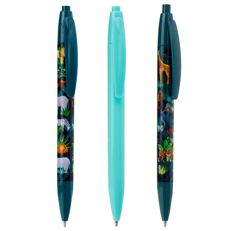 Recycled ABS 3 Piece Pen Set - Animal Kingdom Eco Friendly Pens with Black Ink