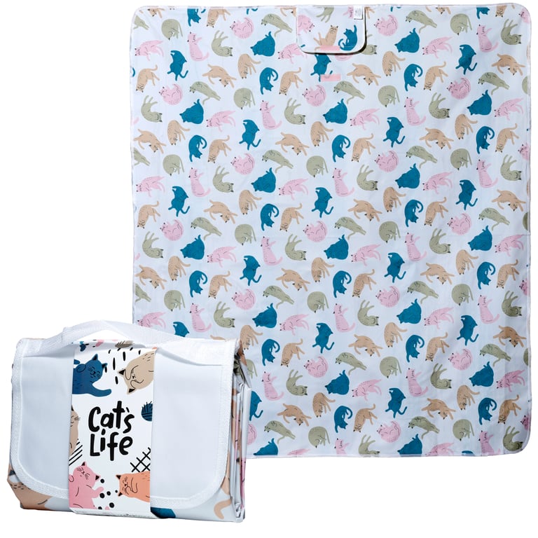 Oxford Cloth Cat Picnic Blanket - Foldable Outdoor Pet Mat