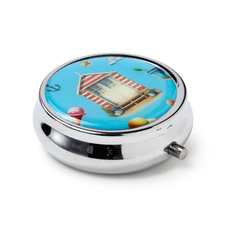 Aluminum 3-Compartment Coastal Pill Box - Medicine Organizer