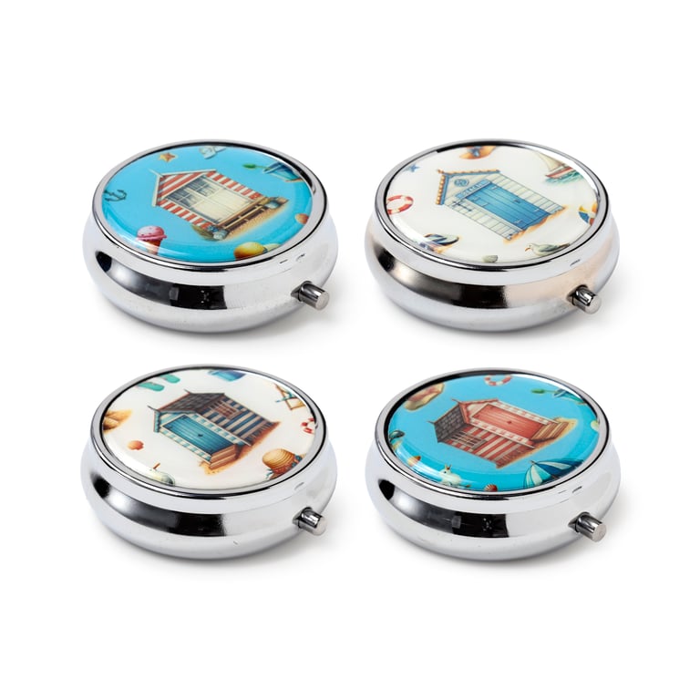 Aluminum 3-Compartment Coastal Pill Box - Medicine Organizer