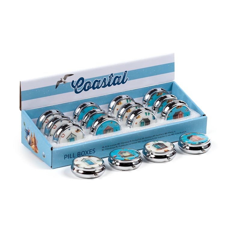 Aluminum 3-Compartment Coastal Pill Box - Medicine Organizer