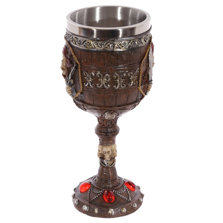 Pirate Design Resin and Stainless Steel Decorative Goblet - Perfect for Pirate Themed Drinkware