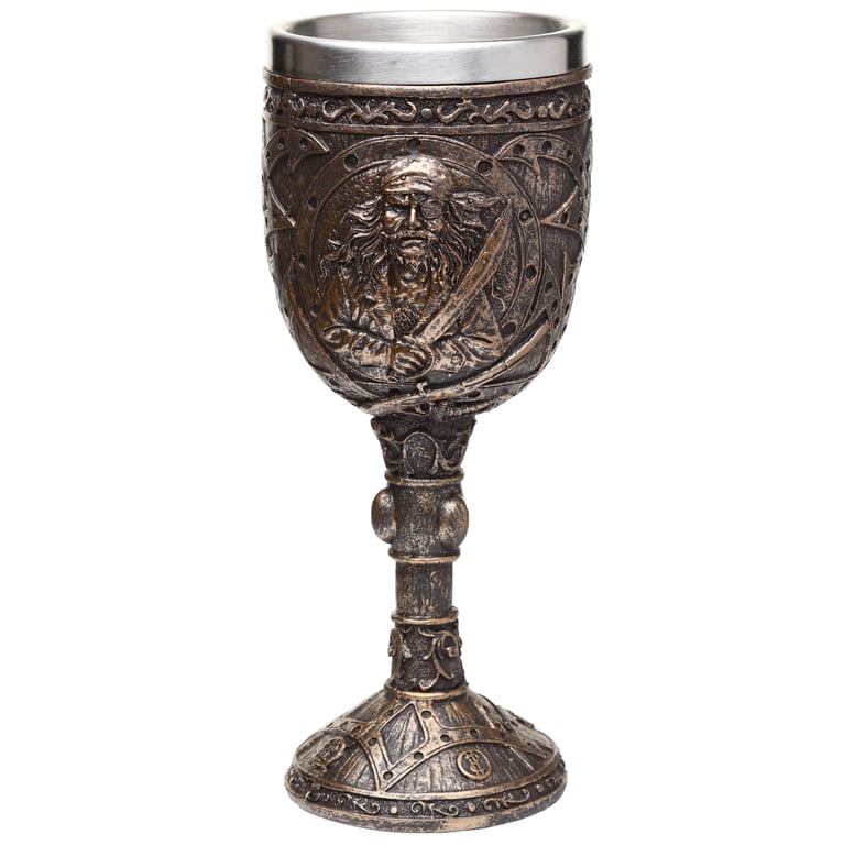 Brushed Gold Wood Effect Pirate Goblet - Decorative Resin Wine Glass