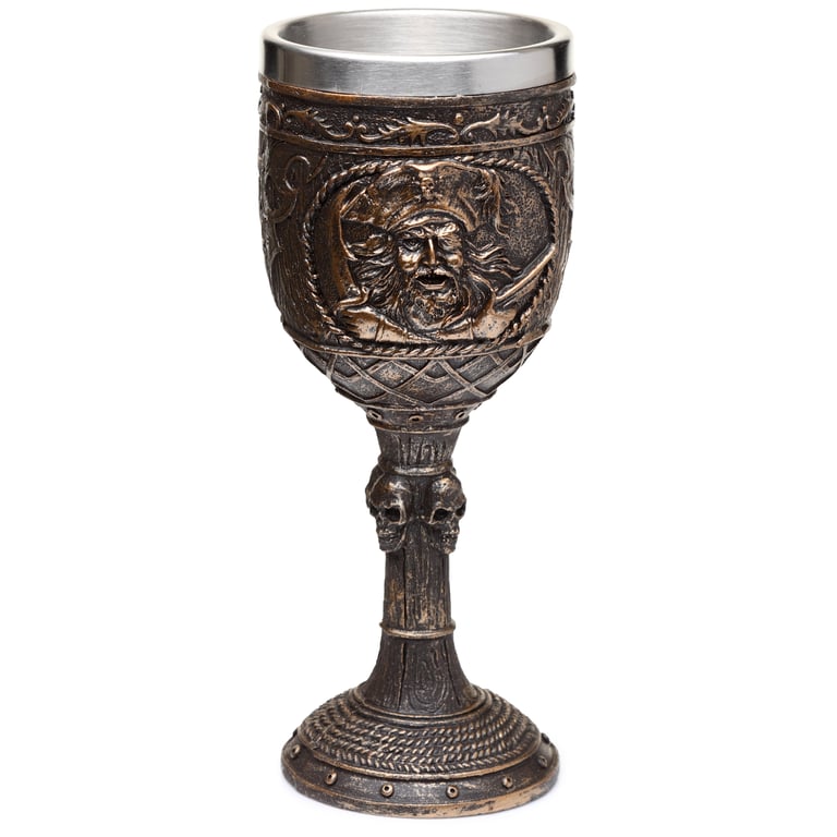 Brushed Gold Wood Effect Pirate Goblet - Decorative Resin Wine Glass