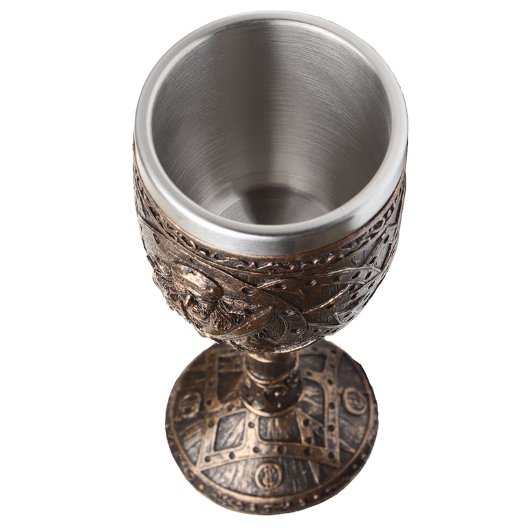 Brushed Gold Wood Effect Pirate Goblet - Decorative Resin Wine Glass
