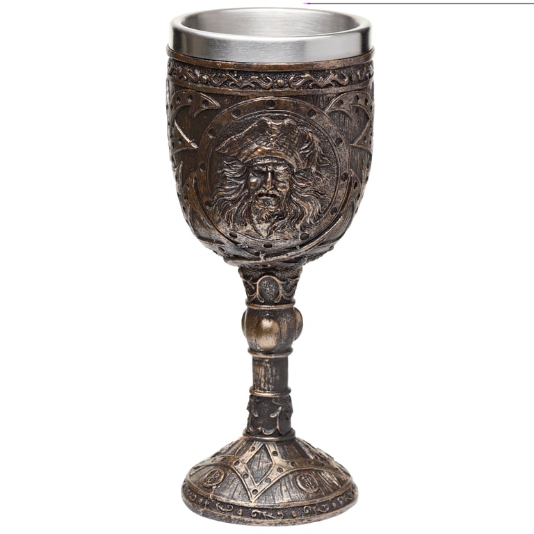 Brushed Gold Wood Effect Pirate Goblet - Decorative Resin Wine Glass