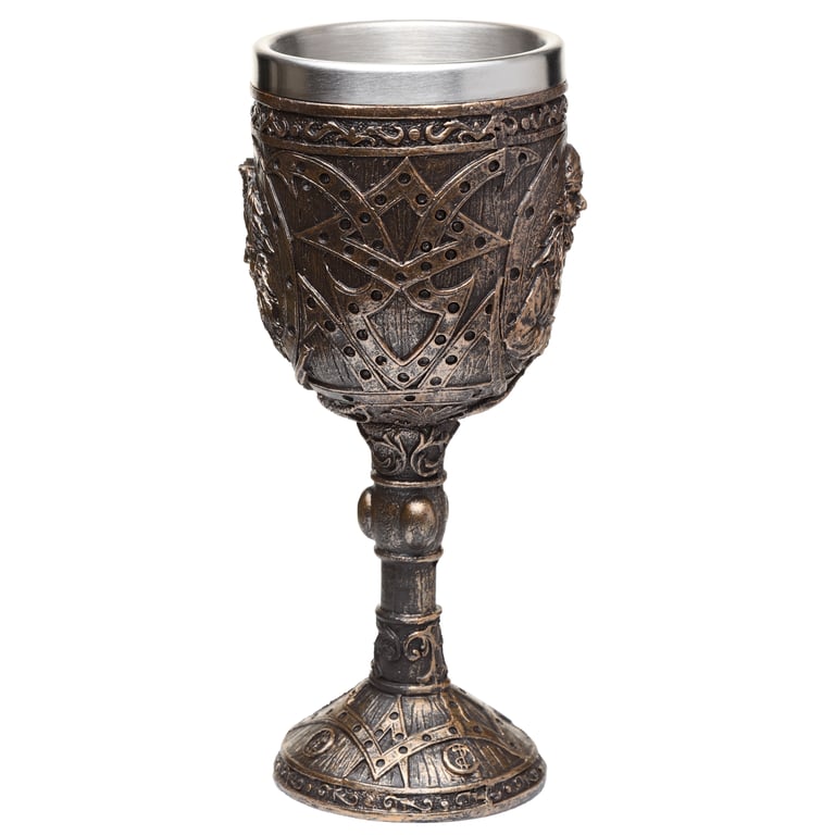 Brushed Gold Wood Effect Pirate Goblet - Decorative Resin Wine Glass