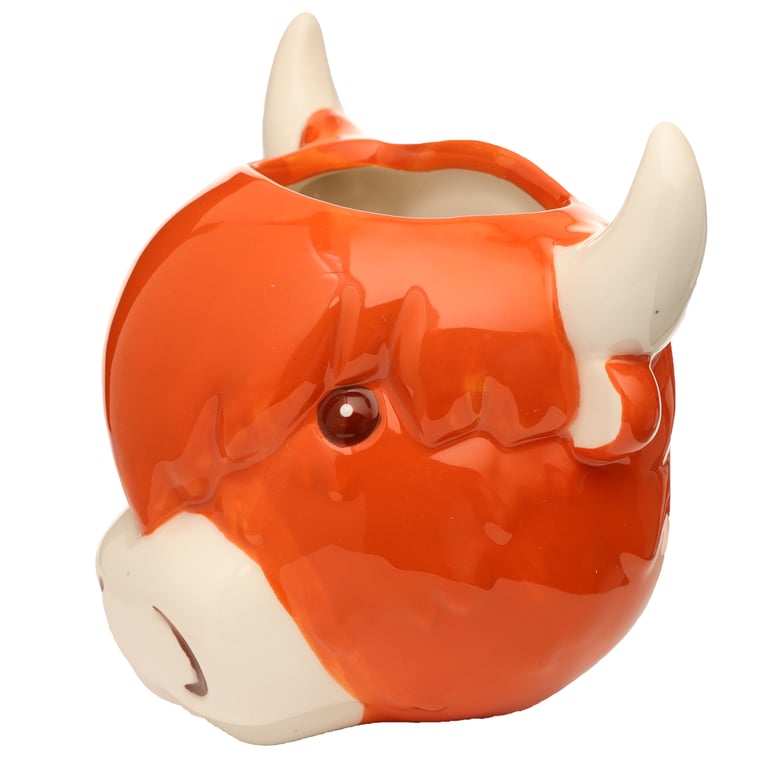 Decorative Ceramic Highland Coo Cow Wall Planter - Indoor/Outdoor Plant Container with Dolomite Material and Wall Mount Option