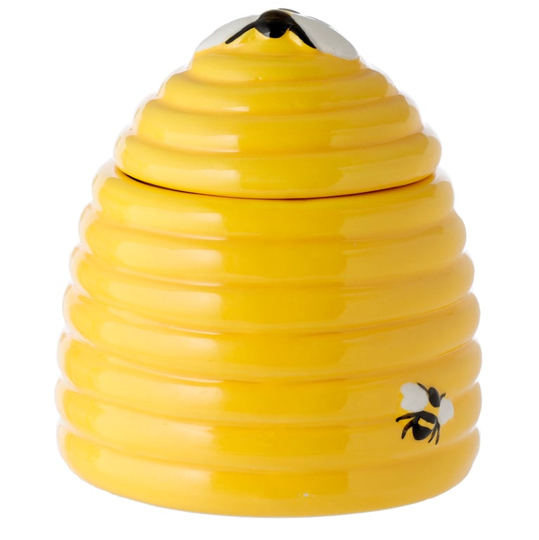 Dolomite Ceramic Beehive Shaped Pot with Lid and Spoon - Food Safe and Durable