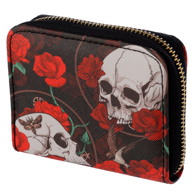 Small Zip Around Wallet - PVC and Polyester Oxford Cloth with Metal Zip Closure and Card Holder