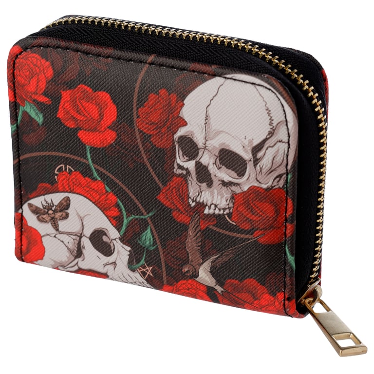 Small Zip Around Wallet - PVC and Polyester Oxford Cloth with Metal Zip Closure and Card Holder
