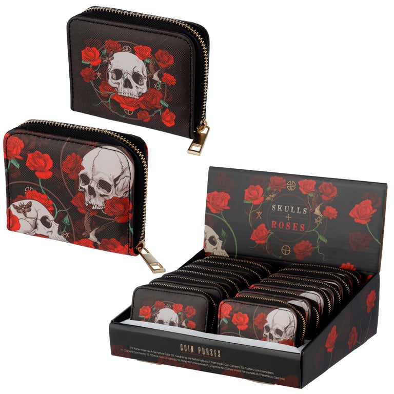 Small Zip Around Wallet - PVC and Polyester Oxford Cloth with Metal Zip Closure and Card Holder