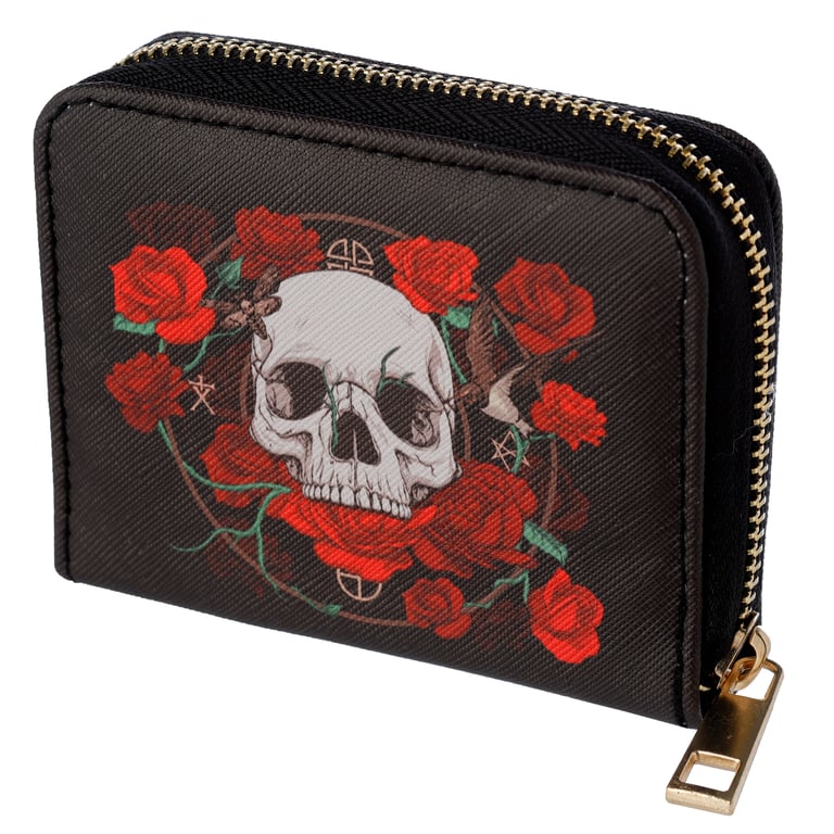 Small Zip Around Wallet - PVC and Polyester Oxford Cloth with Metal Zip Closure and Card Holder