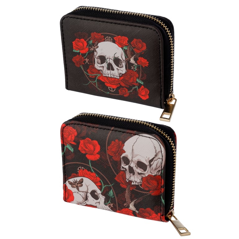 Small Zip Around Wallet - PVC and Polyester Oxford Cloth with Metal Zip Closure and Card Holder