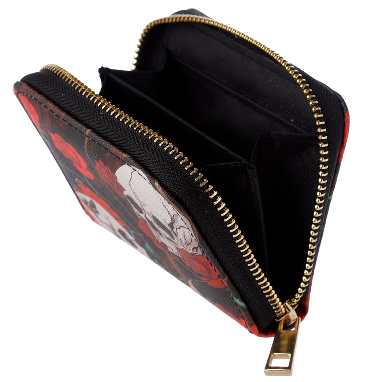 Small Zip Around Wallet - PVC and Polyester Oxford Cloth with Metal Zip Closure and Card Holder