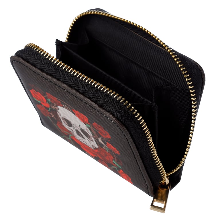 Small Zip Around Wallet - PVC and Polyester Oxford Cloth with Metal Zip Closure and Card Holder