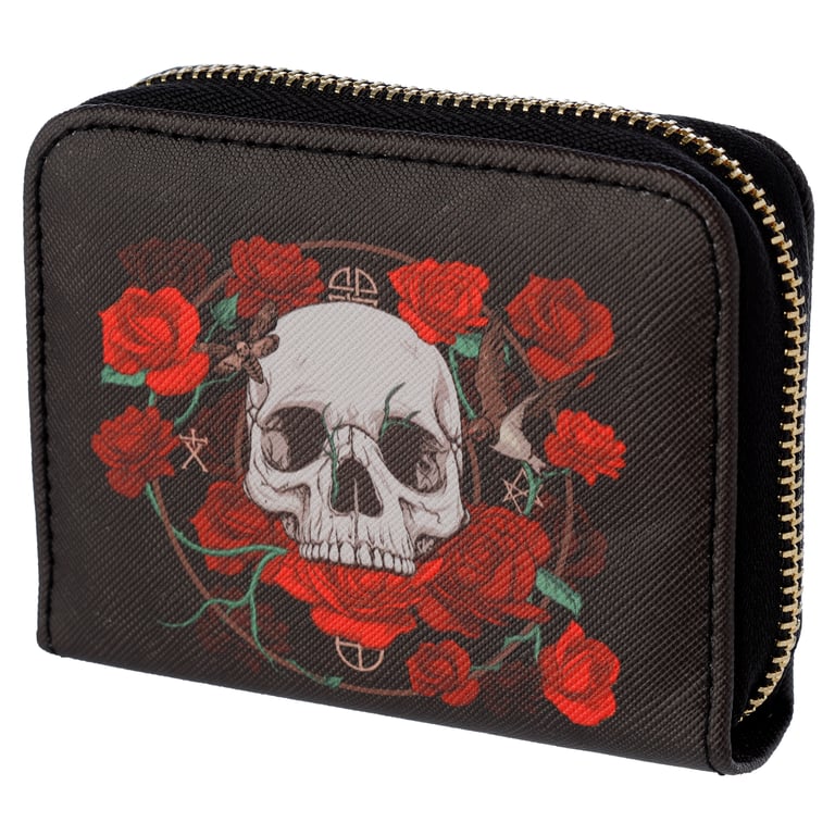 Small Zip Around Wallet - PVC and Polyester Oxford Cloth with Metal Zip Closure and Card Holder