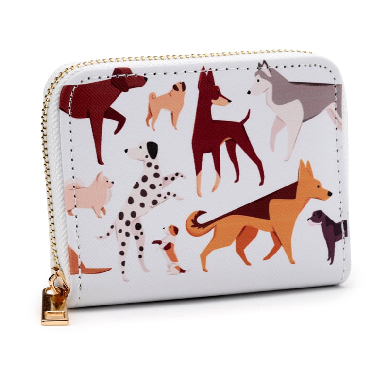 Small Zip Around Wallet - Barks Dog PVC Metal Zip Card Holder