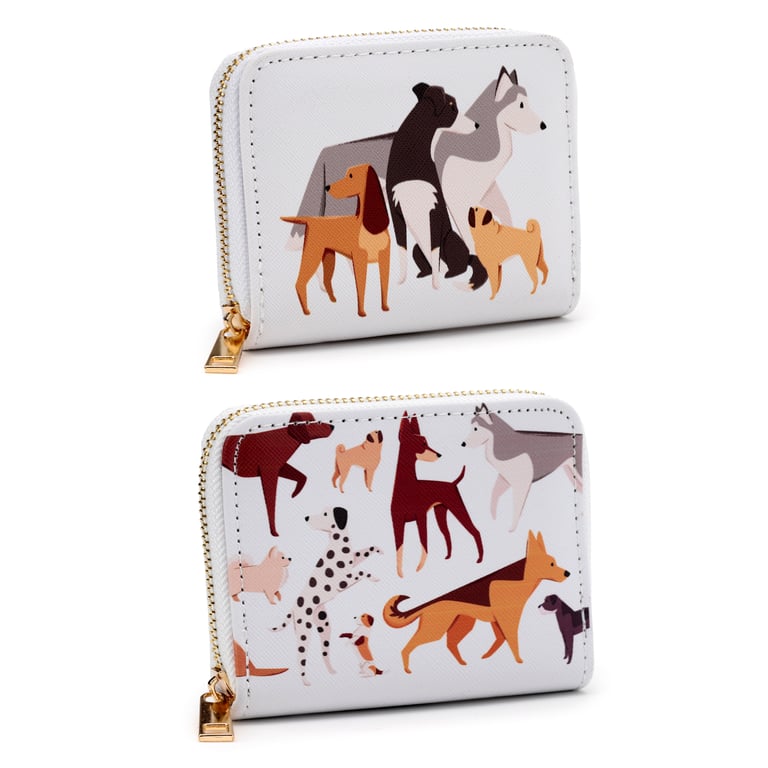 Small Zip Around Wallet - Barks Dog PVC Metal Zip Card Holder
