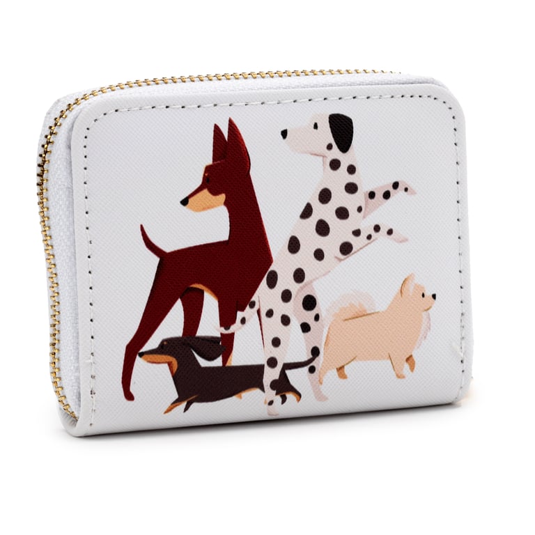 Small Zip Around Wallet - Barks Dog PVC Metal Zip Card Holder