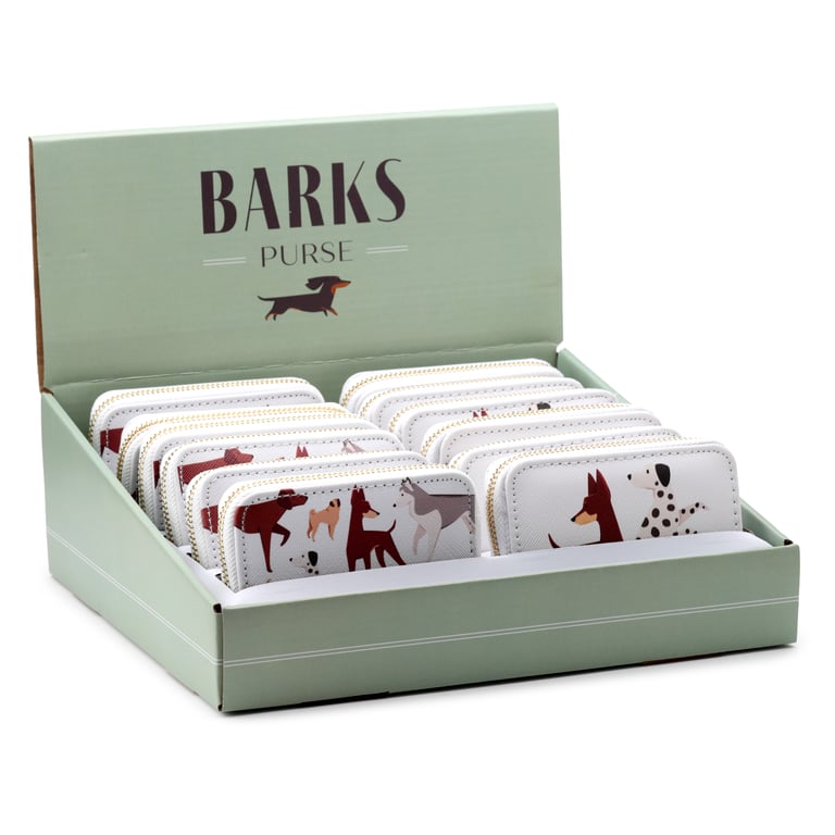 Small Zip Around Wallet - Barks Dog PVC Metal Zip Card Holder