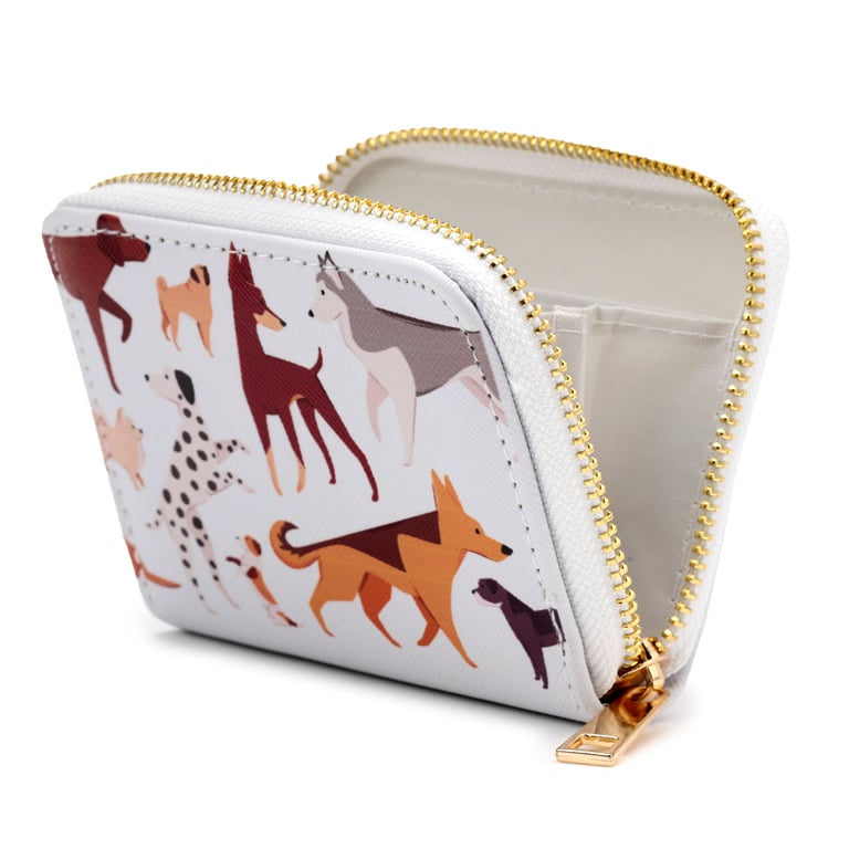 Small Zip Around Wallet - Barks Dog PVC Metal Zip Card Holder